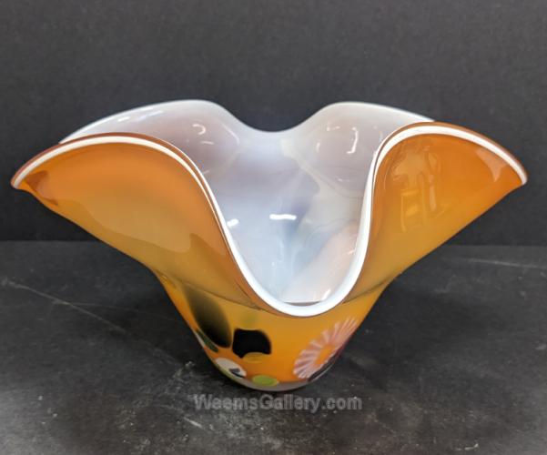 Medium Orange Fluted Bowl by Jon Oakes